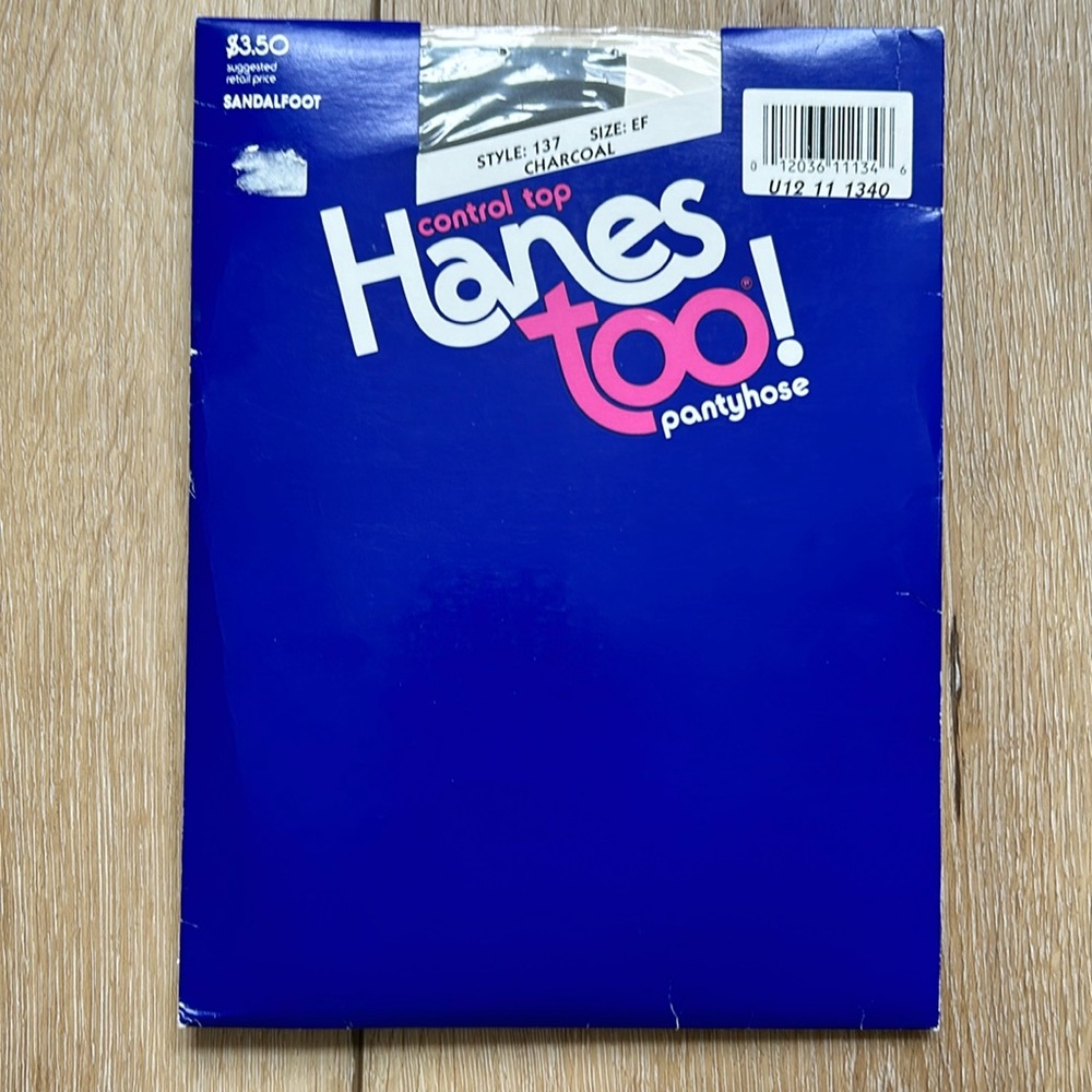 Control Top Hanes Too! Pantyhose Sandal Foot 137 Style Size E-F Charcoal